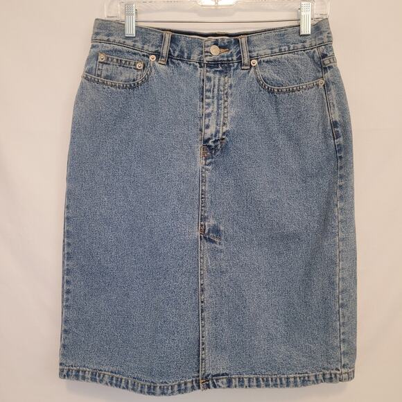 Tommy Hilfiger Jeans Pencil Skirt 100% Cotton Size 8 Front Slit Midi - Picture 1 of 7